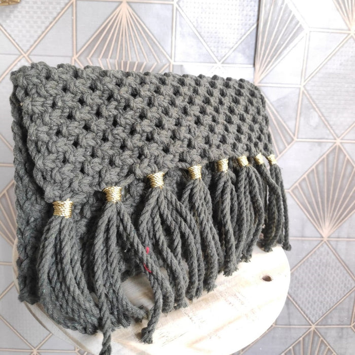 Olive Green Handy Macrame Clutch