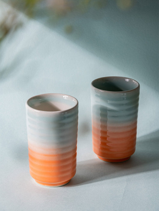 Ceramic Stoneware Shaded Ribbed Tumbler