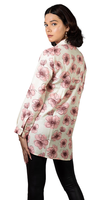 Women Pink Blossom Printed Shirt-CK-PINK BLOSSOM