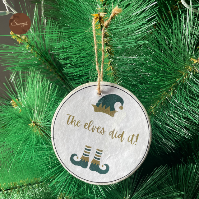 Paper Mache - Handprinted Handcrafted Christmas Ornaments