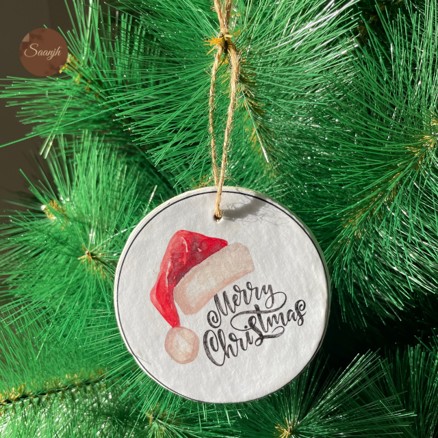 Paper Mache - Handprinted Handcrafted Christmas Ornaments