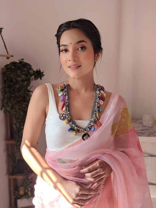 Blush Vibe (Printed Organza Cutdana Work Saree)