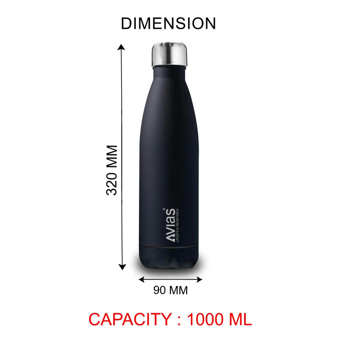 Evita Premium Stainless Steel Vacuum Insulated Flask Water Bottle| 1 Litre/ 750Ml | Silver