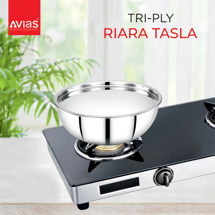 Triply Combo of  3 - Riara (Frypan 22Cm + Talsa 20Cm & 22Cm + Tope 14Cm & 16Cm) | Stainless Steel | 3 Layered Body | Induction Friendly