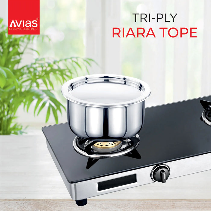 Triply Combo of  3 - Riara (Frypan 22Cm + Talsa 20Cm & 22Cm + Tope 14Cm & 16Cm) | Stainless Steel | 3 Layered Body | Induction Friendly