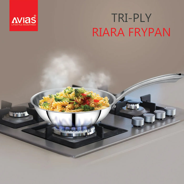 Triply Combo of  3 - Riara (Frypan 22Cm + Talsa 20Cm & 22Cm + Tope 14Cm & 16Cm) | Stainless Steel | 3 Layered Body | Induction Friendly