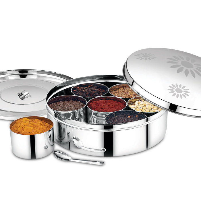 Dome Stainless Steel Spice Box | High Quality | Rust Resistant, Sturdy And Durable | Small/Medium | Masala Dani | Masala Dabba | Spices Organiser