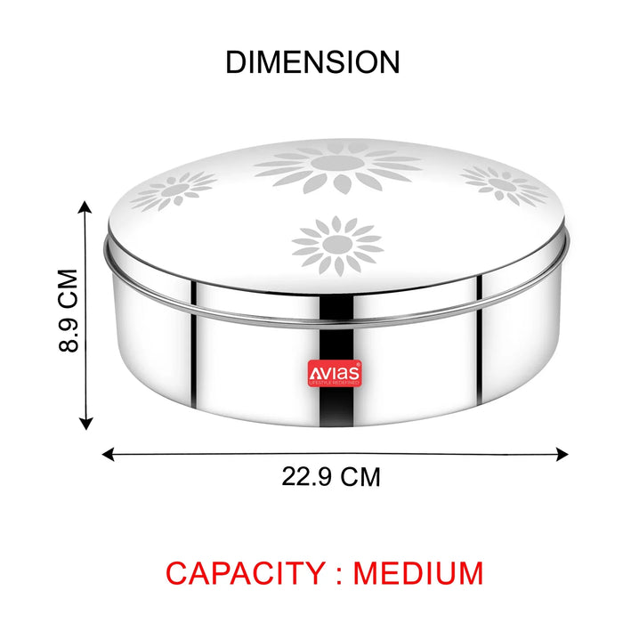 Dome Stainless Steel Spice Box | High Quality | Rust Resistant, Sturdy And Durable | Small/Medium | Masala Dani | Masala Dabba | Spices Organiser