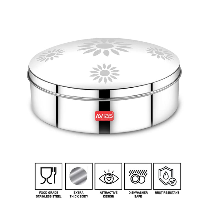 Dome Stainless Steel Spice Box | High Quality | Rust Resistant, Sturdy And Durable | Small/Medium | Masala Dani | Masala Dabba | Spices Organiser