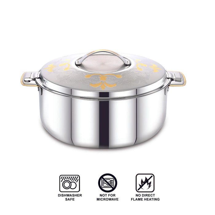 Emerald Premium Stainless Steel Casserole | Twist Lock | Easy Grip Handles | 24 Carat Gold | 2500Ml/3500Ml