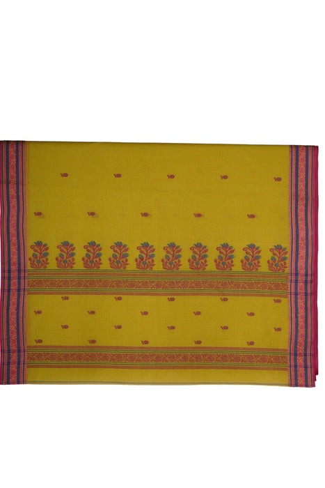 Taant Cotton Saree - Lime Green