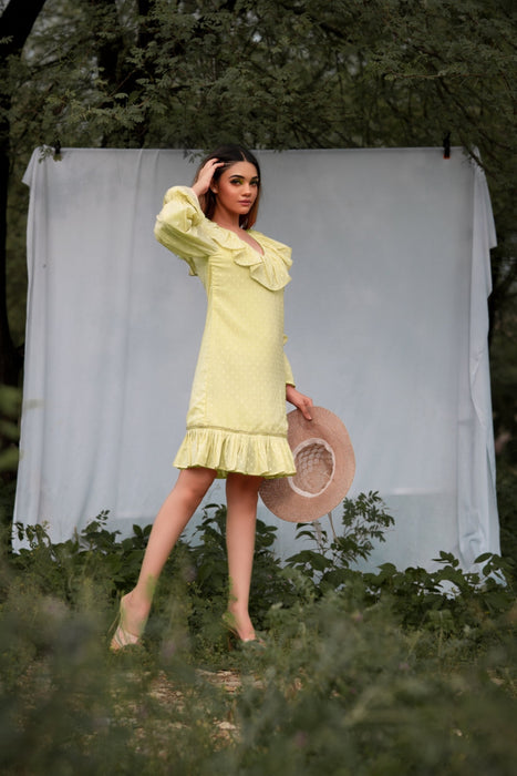 LEMON YELLOW RUFFLE DRESS