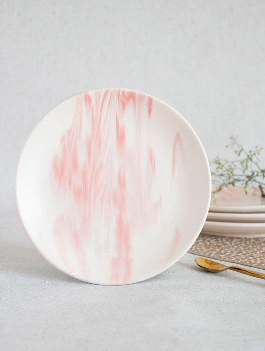 Ceramic Stoneware Pink Marble Plate