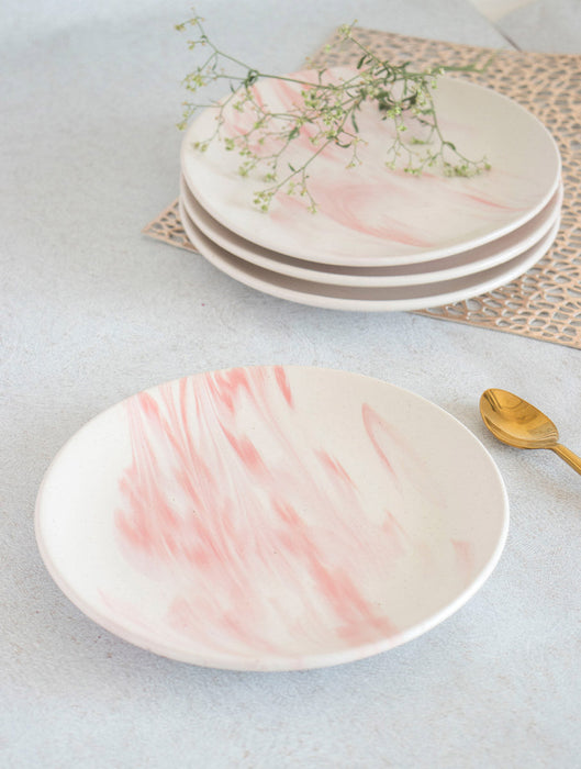 Ceramic Stoneware Pink Marble Plate