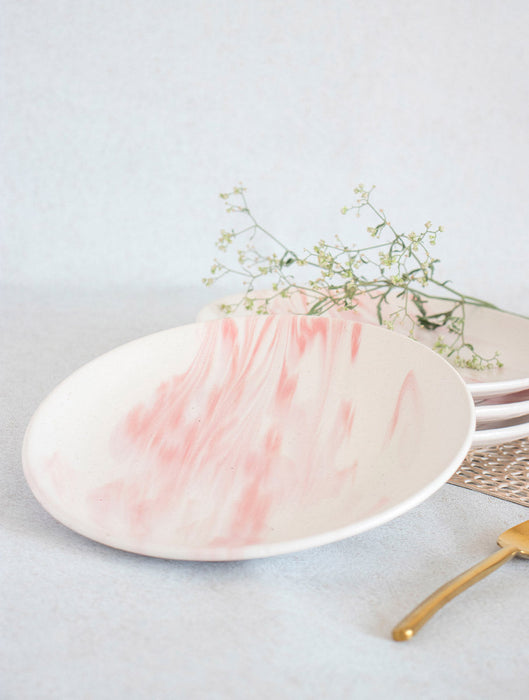 Ceramic Stoneware Pink Marble Plate