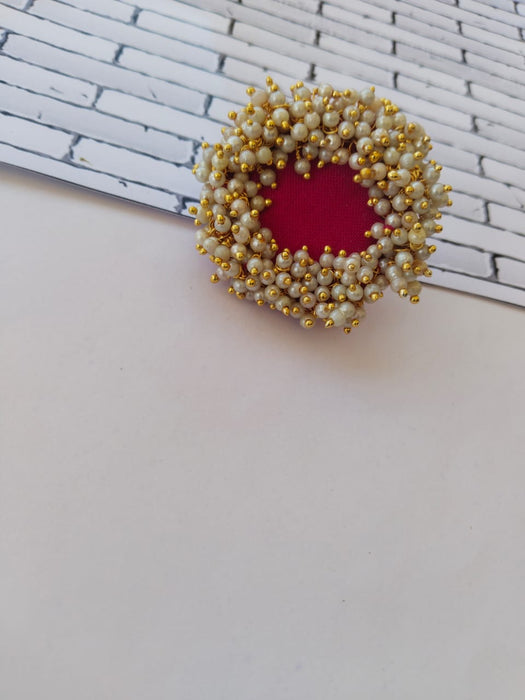 Pink Beaded Finger Adjustable Ring