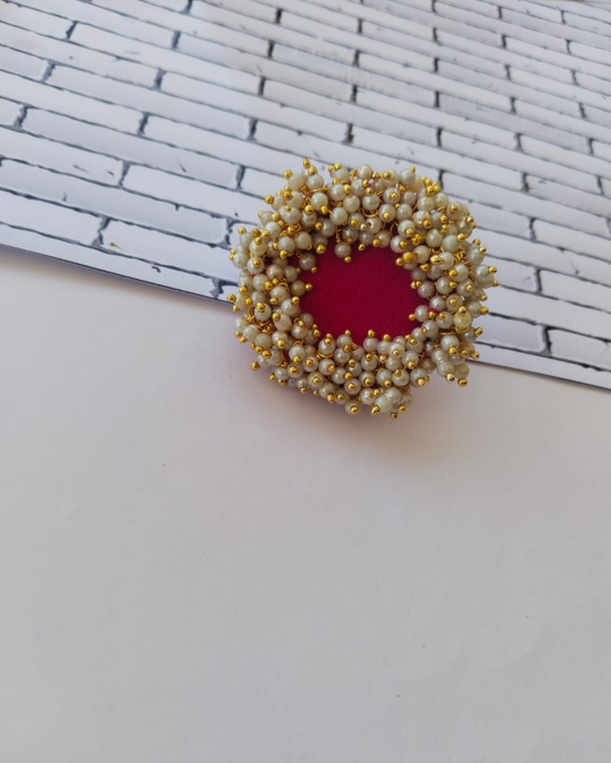 Pink Beaded Finger Adjustable Ring