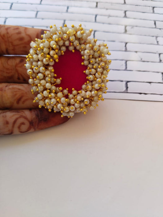 Pink Beaded Finger Adjustable Ring