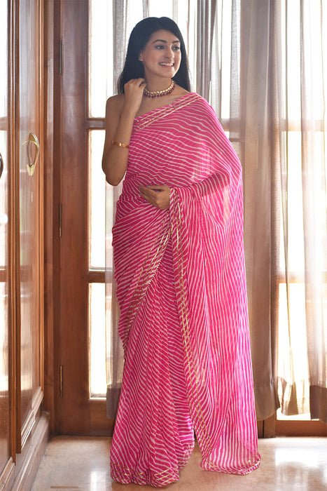 Barred Felicity (Lehriya saree with Gota Lace)