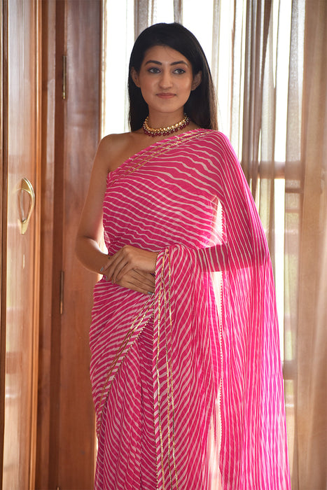 Barred Felicity (Lehriya saree with Gota Lace)