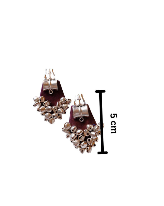 Purple Trishul Earrings With Ghungroos