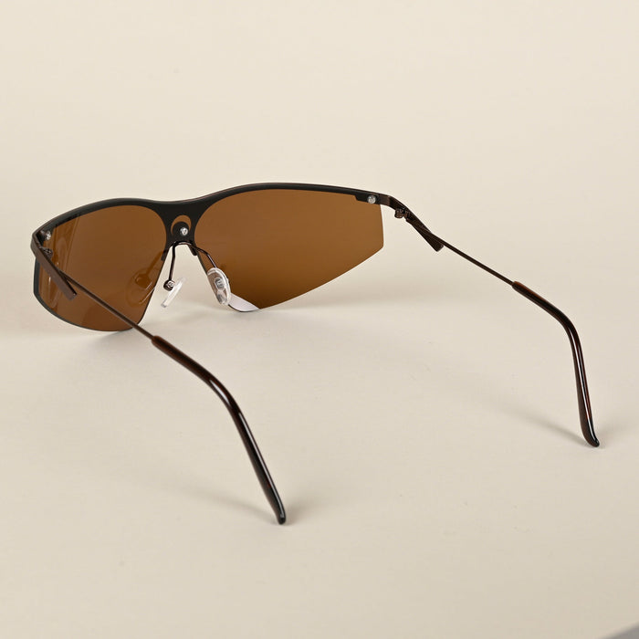 Voyage Brown Wrap-Around Sunglasses for Men & Women - MG4223