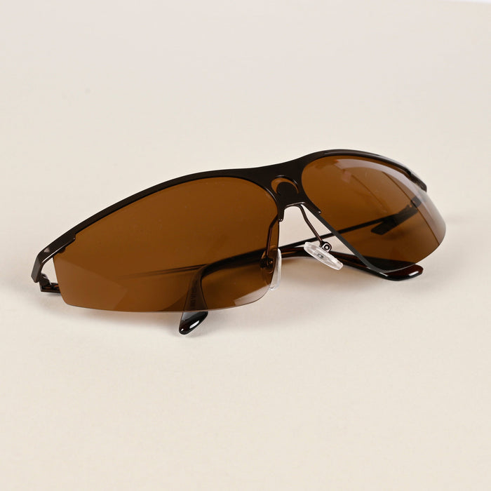 Voyage Brown Wrap-Around Sunglasses for Men & Women - MG4223