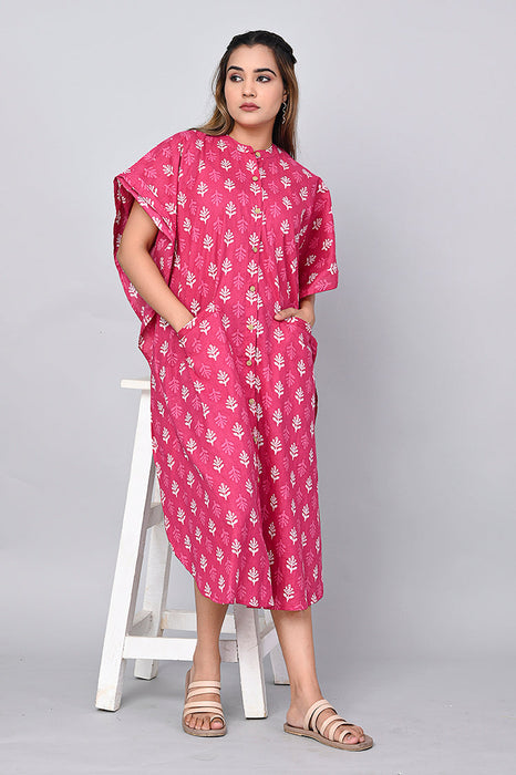 Floral Print Dress for Women (Pink)-DR-13