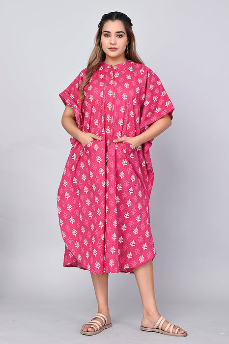 Floral Print Dress for Women (Pink)-DR-13