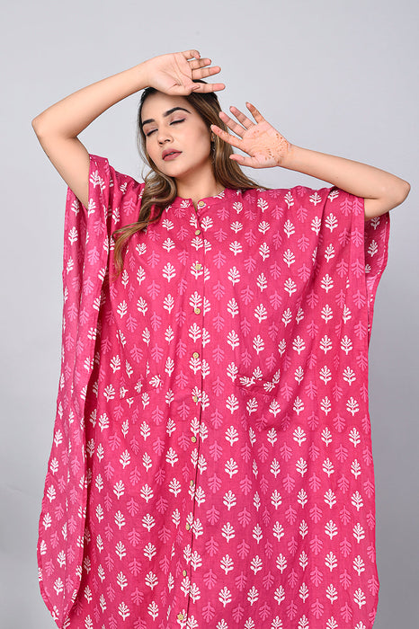 Floral Print Dress for Women (Pink)-DR-13