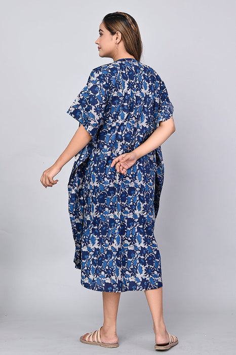 Abstract Print Dress for Women (Navy Blue)-DR-14