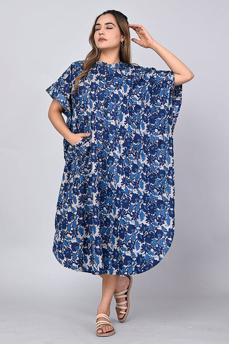 Abstract Print Dress for Women (Navy Blue)-DR-14