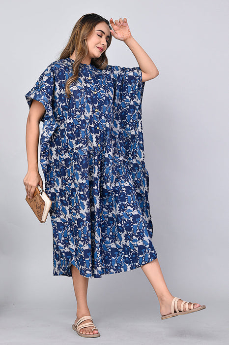 Abstract Print Dress for Women (Navy Blue)-DR-14