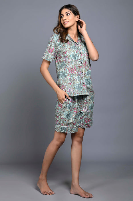 Floral Pattern Night Dress For Women (Multi)-ND-5