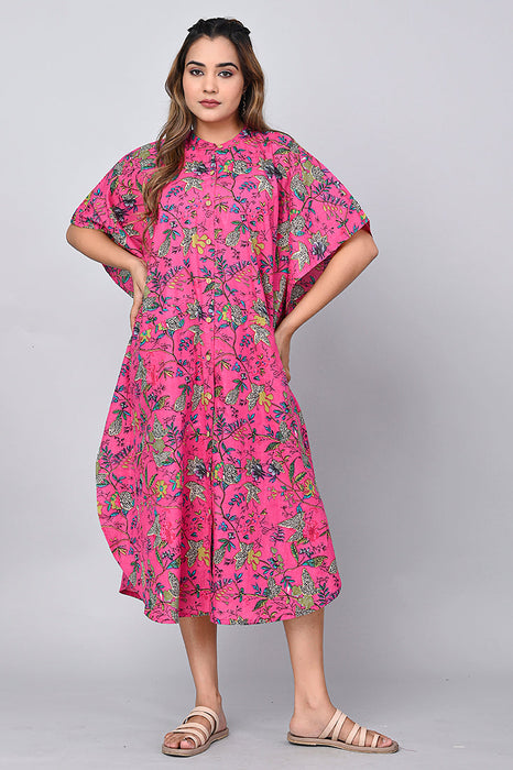 Floral Print Dress for Women (Pink)-DR-2