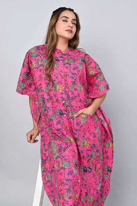 Floral Print Dress for Women (Pink)-DR-2