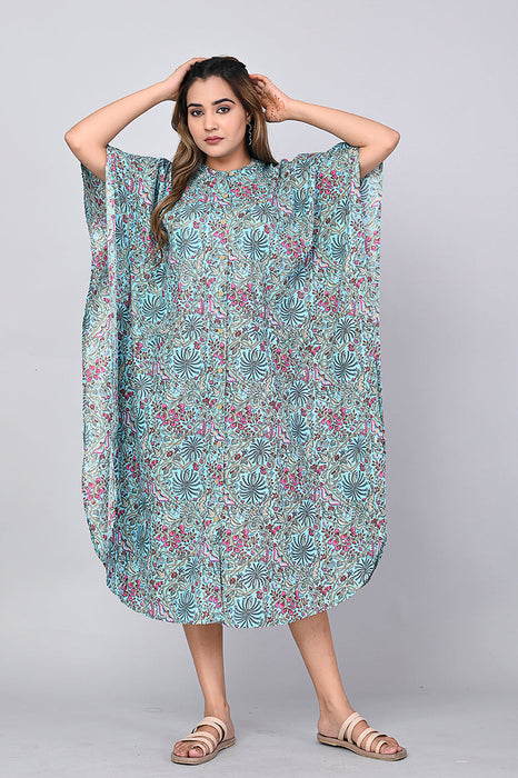 Floral Print Dress for Women (Sea Green)-DR-5