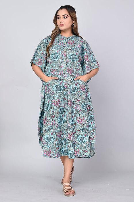 Floral Print Dress for Women (Sea Green)-DR-5