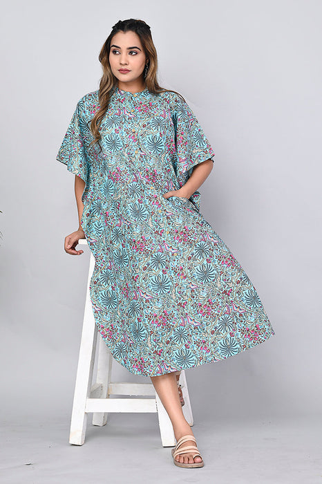 Floral Print Dress for Women (Sea Green)-DR-5