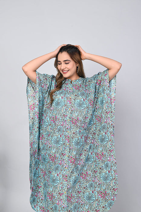 Floral Print Dress for Women (Sea Green)-DR-5