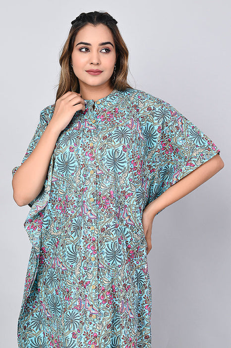 Floral Print Dress for Women (Sea Green)-DR-5