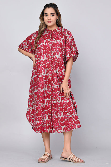 Abstract Print Dress for Women (Maroon)-DR-6