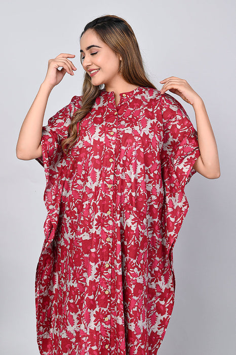 Abstract Print Dress for Women (Maroon)-DR-6