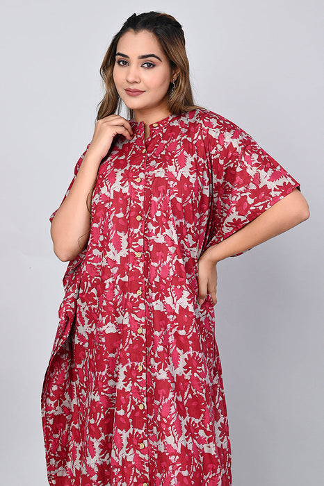 Abstract Print Dress for Women (Maroon)-DR-6