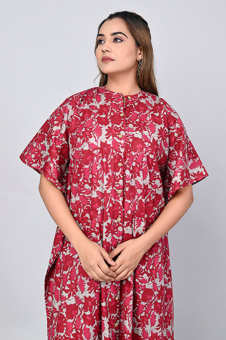 Abstract Print Dress for Women (Maroon)-DR-6