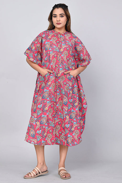 Floral Print Dress for Women (Pink)-DR-10