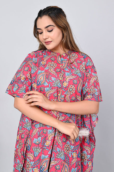 Floral Print Dress for Women (Pink)-DR-10