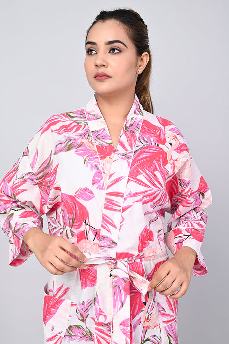 Floral Pattern Kimono Robe Long Bathrobe For Women (Multi)-KM-156