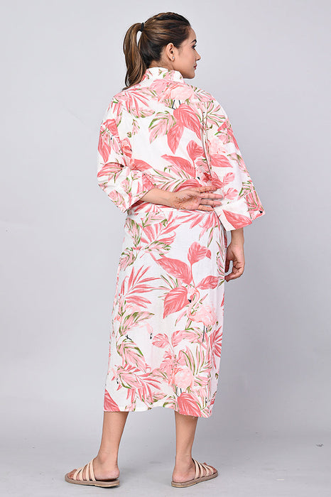 Floral Pattern Kimono Robe Long Bathrobe For Women (Multi)-KM-158