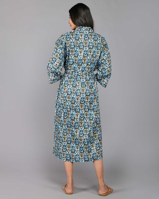 Floral Pattern Kimono Robe Long Bathrobe For Women (Multi)-KM-96